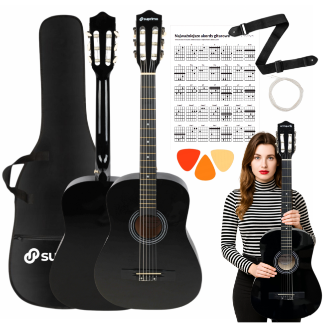 SUPRIMO CGS2 BK 4/4 classical guitar black for learning