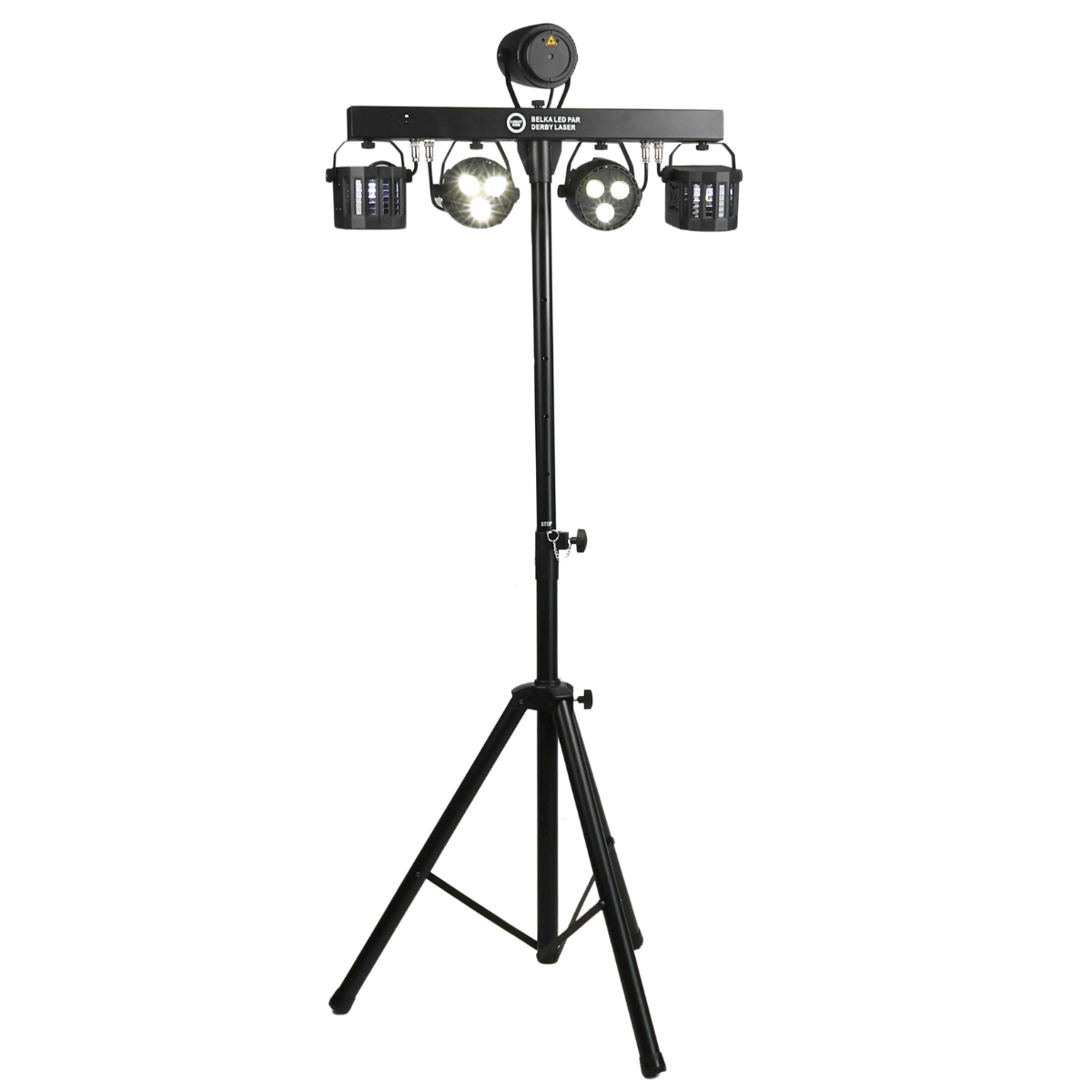 LIGHT4ME T-BAR LED PAR DERBY LASER Disco Light Multi-Effect Set