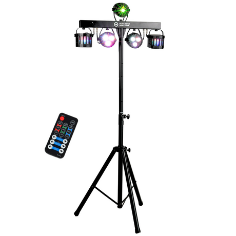 LIGHT4ME T-BAR LED PAR DERBY LASER Disco Light Multi-Effect Set