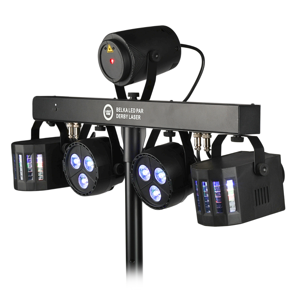 LIGHT4ME T-BAR LED PAR DERBY LASER Disco Light Multi-Effect Set