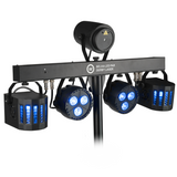LIGHT4ME T-BAR LED PAR DERBY LASER Disco Light Multi-Effect Set