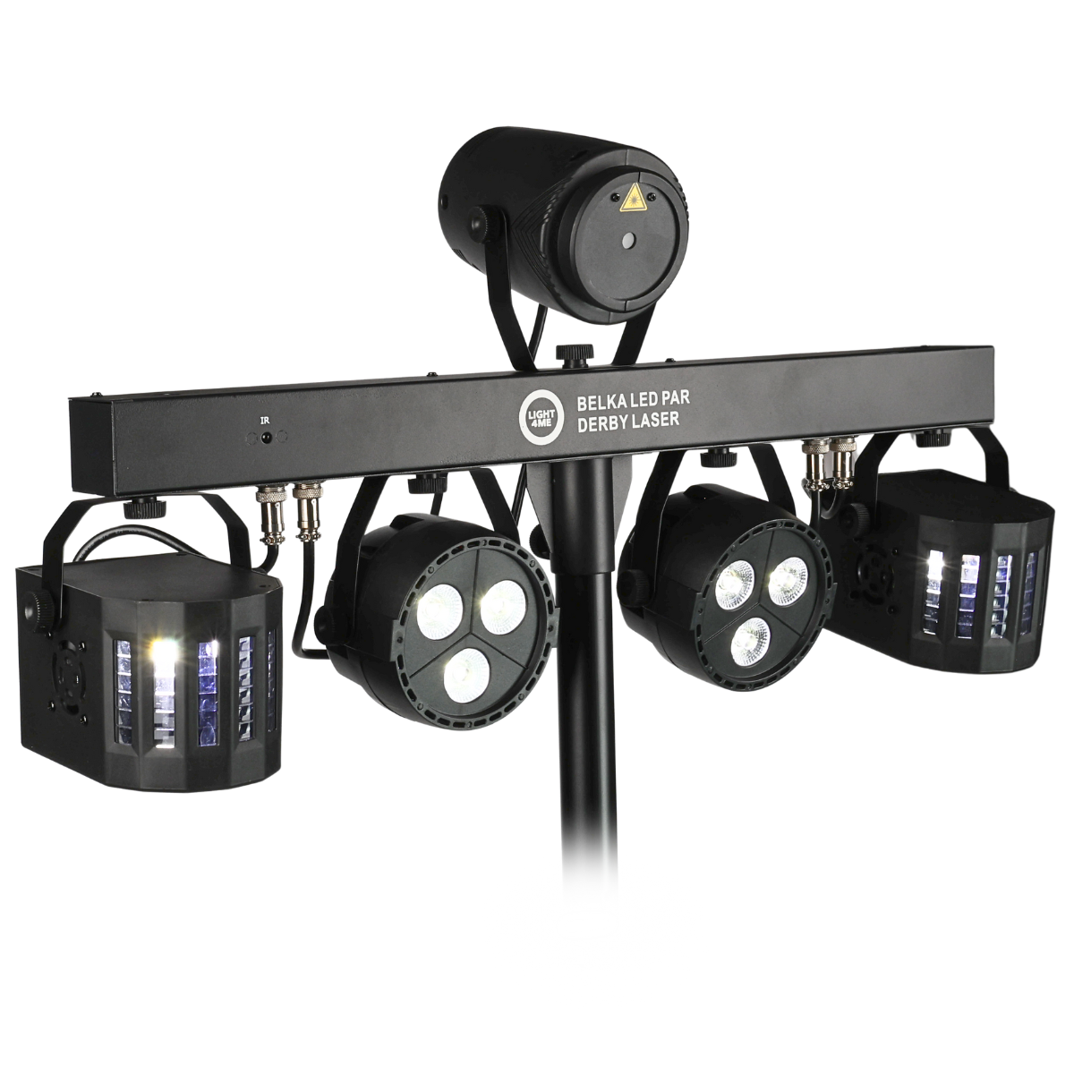 LIGHT4ME T-BAR LED PAR DERBY LASER Disco Light Multi-Effect Set