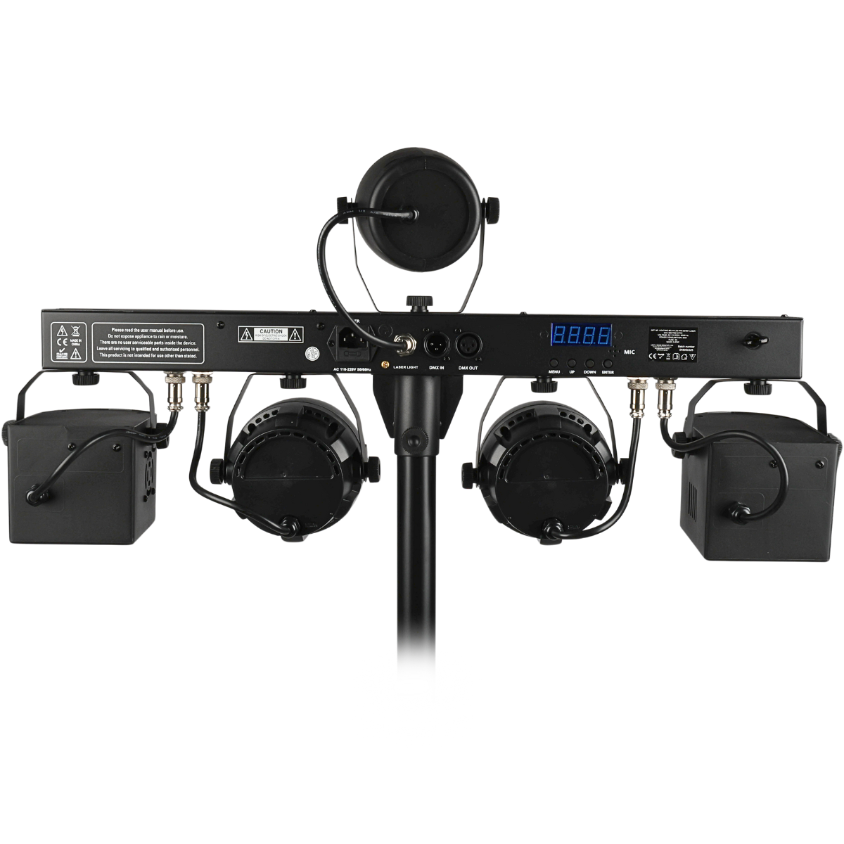 LIGHT4ME T-BAR LED PAR DERBY LASER Disco Light Multi-Effect Set