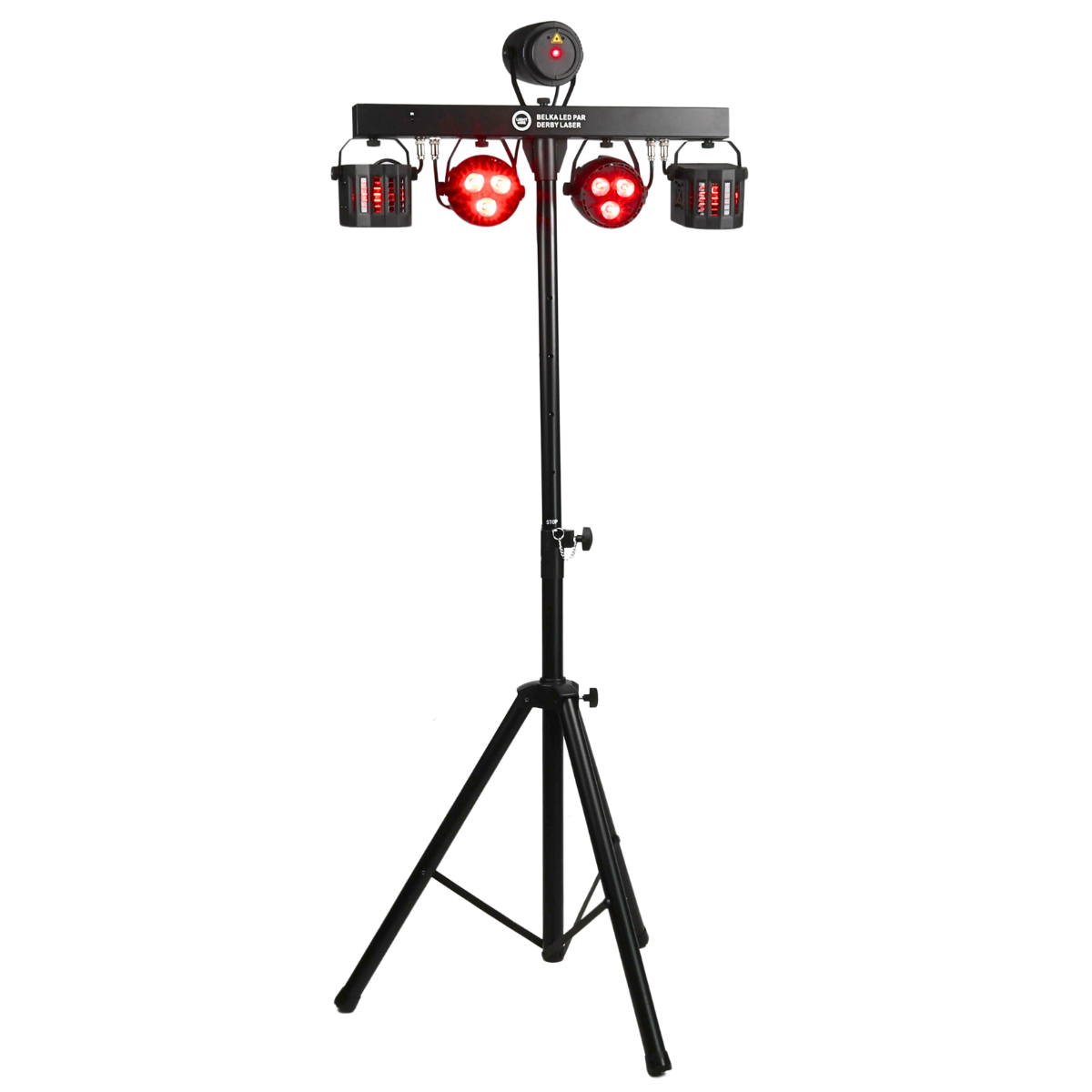 LIGHT4ME T-BAR LED PAR DERBY LASER Disco Light Multi-Effect Set