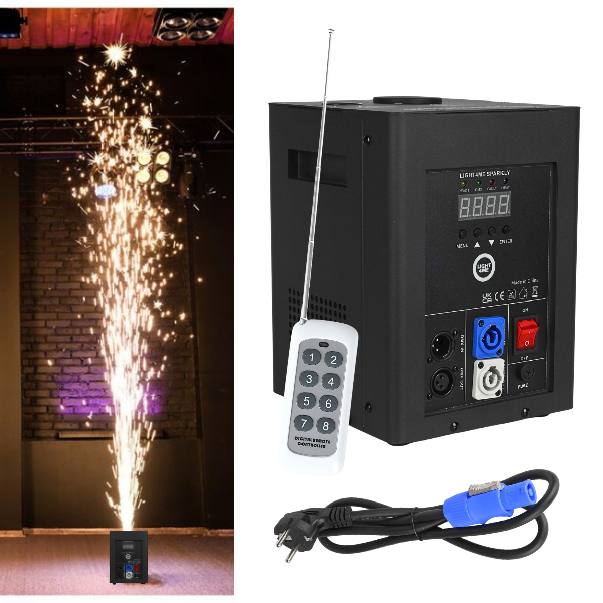SPARKLY 600W Spark Generator – DMX, wireless remote control, up to 5 m spark effect
