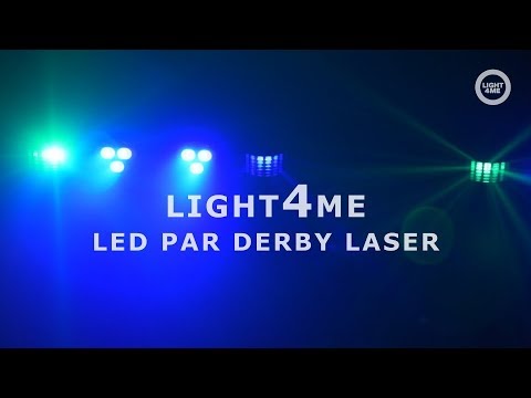 LIGHT4ME T-BAR LED PAR DERBY LASER Disco Light Multi-Effect Set