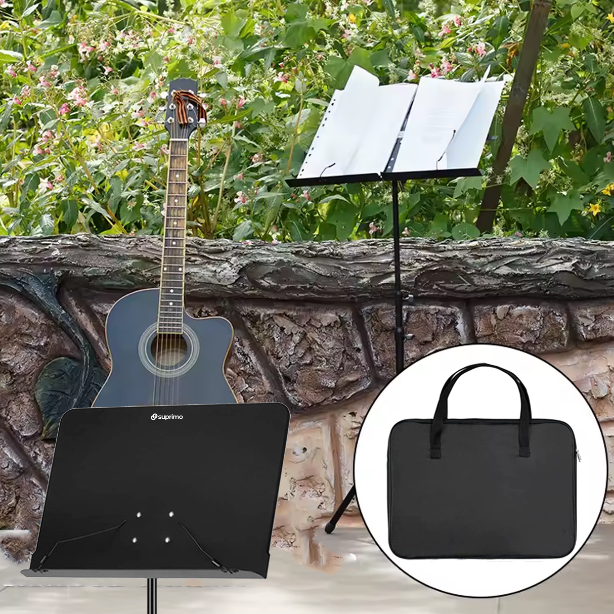 Music stand with bag