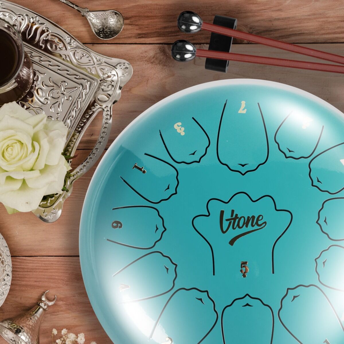 Tongue Drum 12" Cyan incl. bag (13 Tones C Scale)