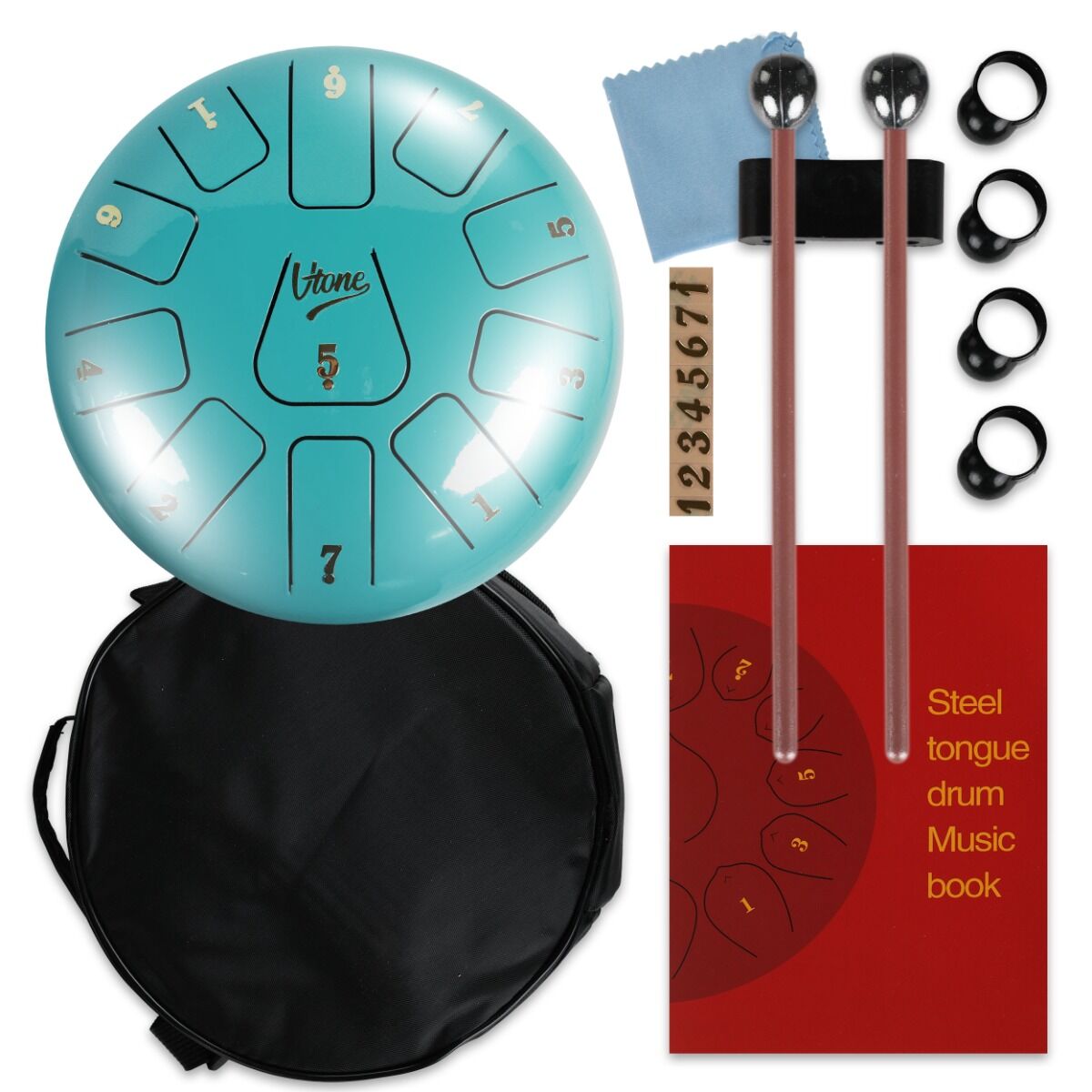 Tongue Drum 8" Cyan incl. bag (11 Tones C Scale)