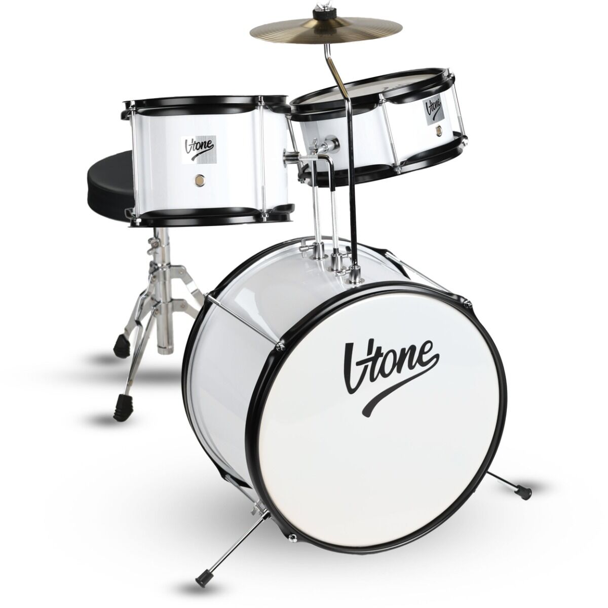 V-TONE VD Junior WH Children's Drum Set – White Acoustic Drum Set for Kids
