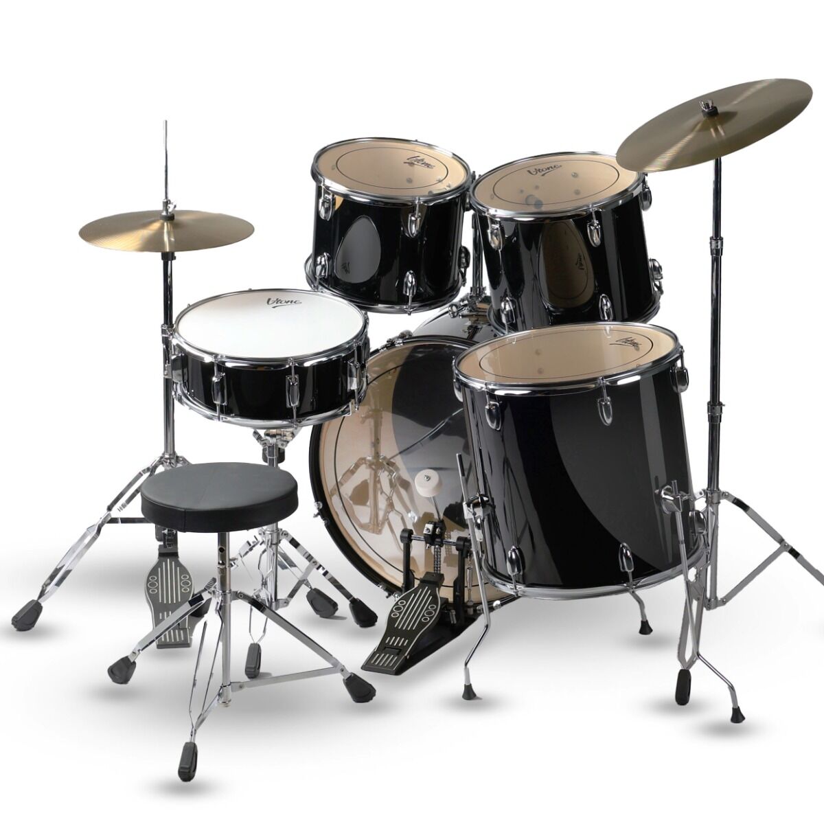 V-TONE VD KIT PRO Acoustic Drum Kit – Black incl. Drumsticks & Drum Throne